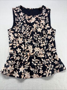 Banana Republic Navy Floral Peplum Camisole - Blush & Cream